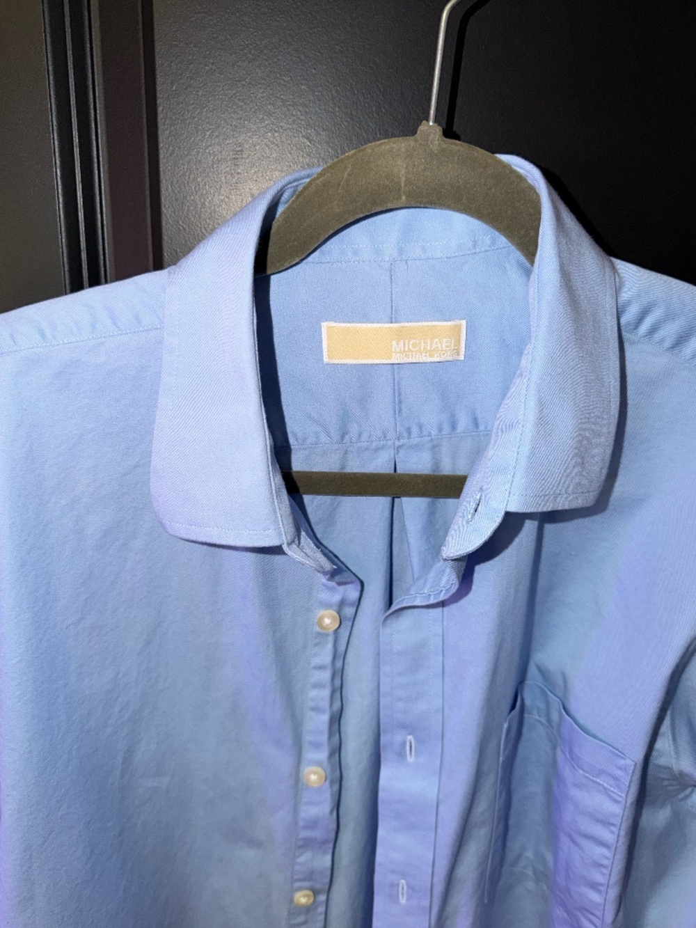 Michael Michael Kors Blue Button Front Shirt Size Large Classic Collared Top